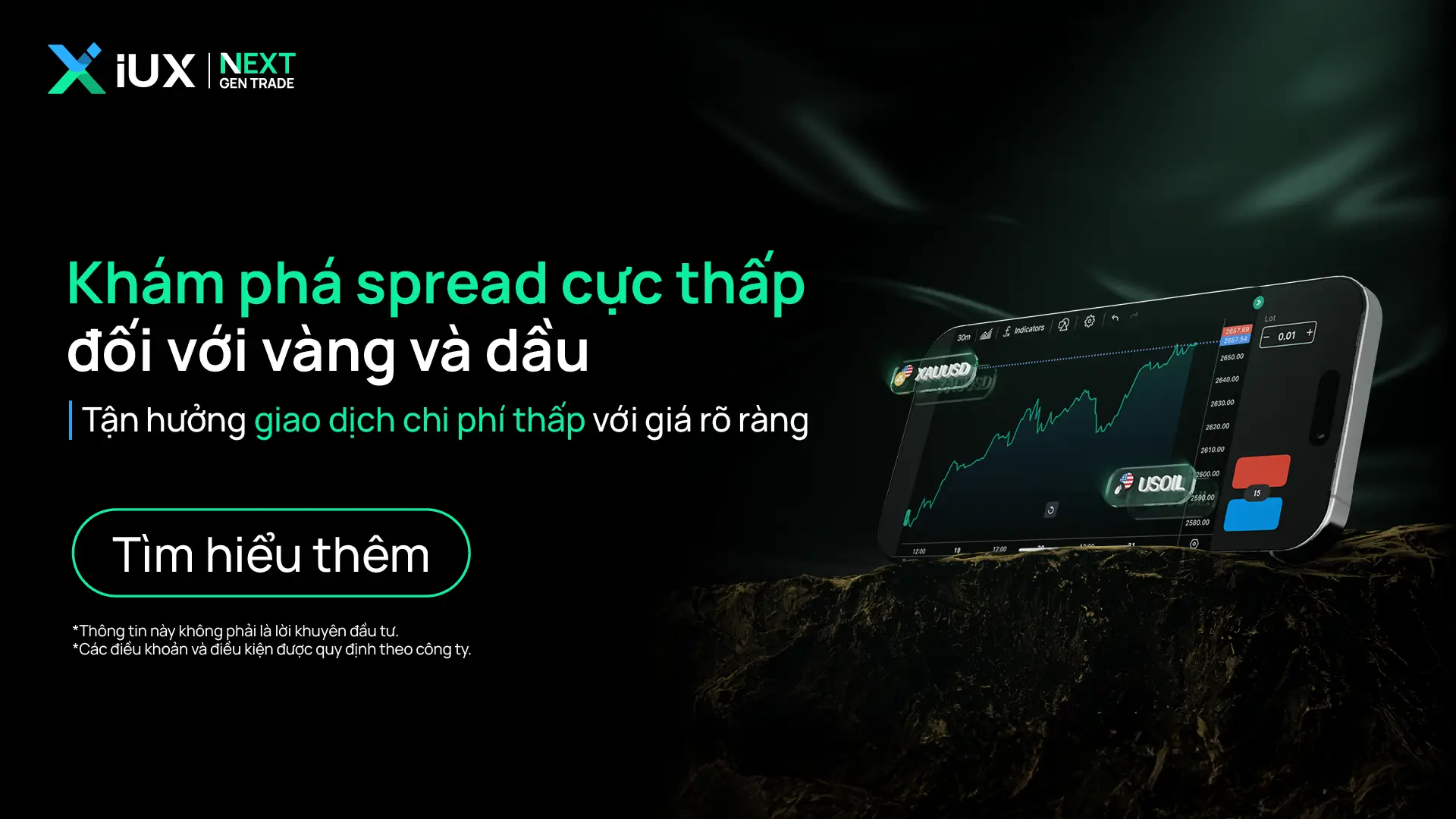 Giao Dịch Vàng và Dầu Với Spread Siêu Thấp Tại IUX | Khớp Lệnh Nhanh, Không Trượt Giá