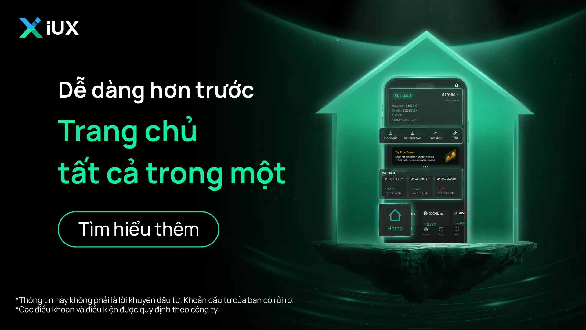 IUX – Nạp, Rút & Giao dịch chỉ trong một nền tảng